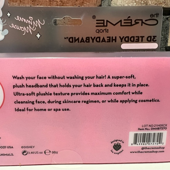 THE CREME SHOP Disney Minnie Mouse 3D Teddy Plush Spa Headband Polka Dot Red Bow - Picture 4 of 6